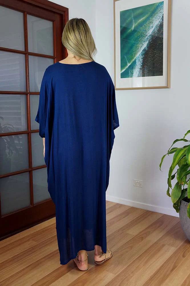 Maya Long Kaftan Navy Blue  O/S AU 16-26