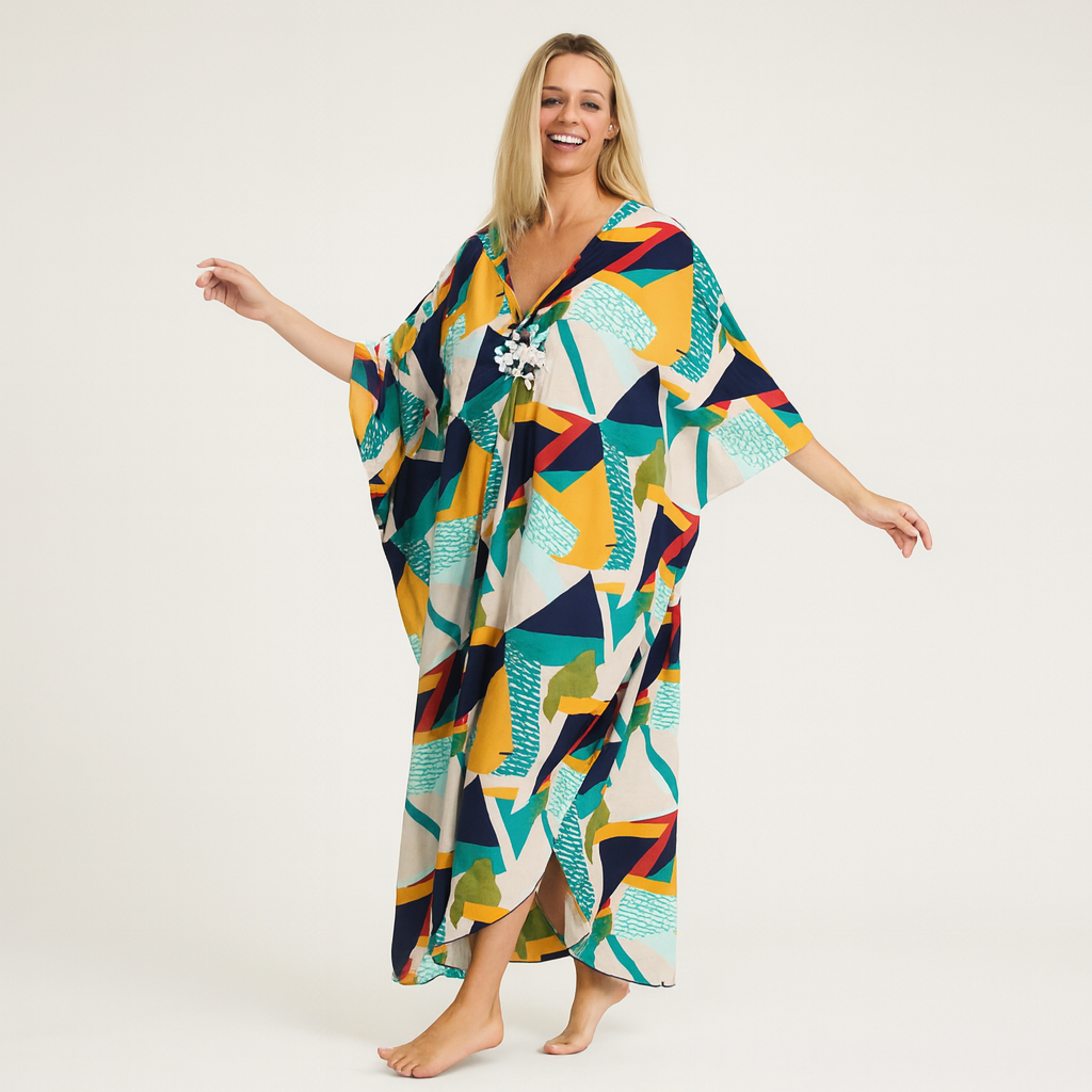 Maya Tropical Loose, Cotton Casual Kaftan -  AU 8-20