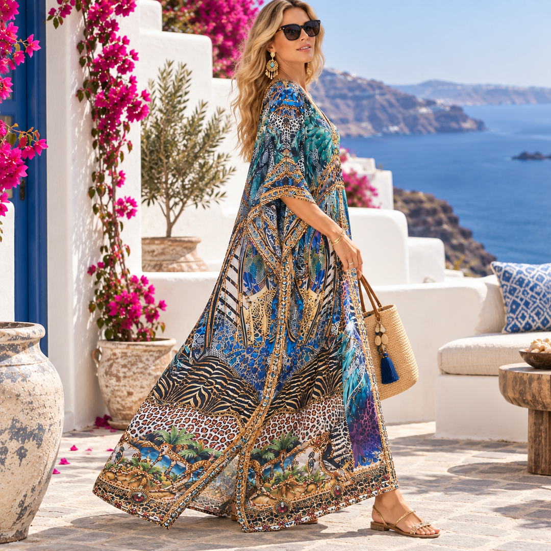 Mirage Maya Art Silk Embellished Bling Kaftan.            Sizes Available AU 12-32