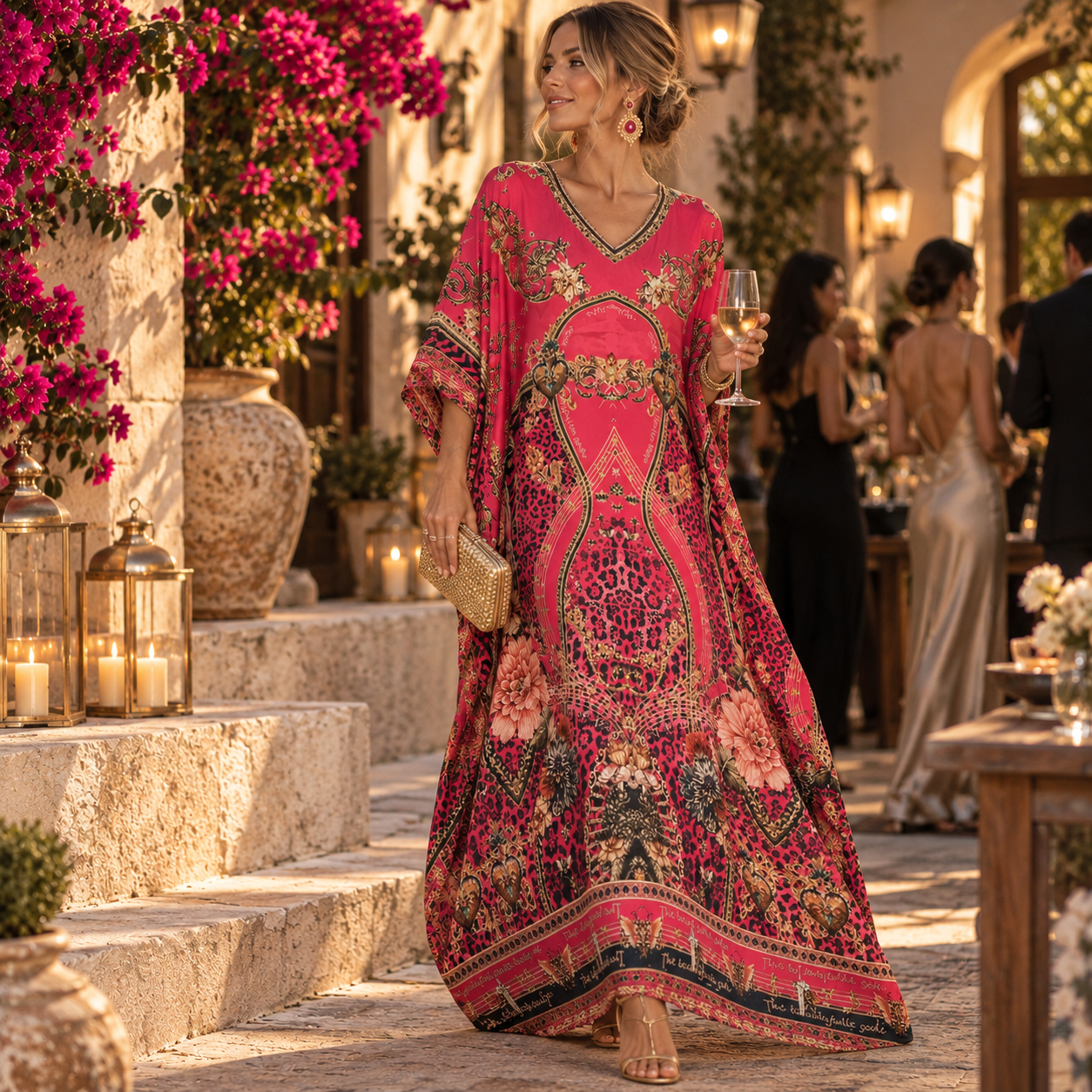 Amazifri Maya Mix Silk Embellished Bling Kaftan.            Sizes Available AU 12-32