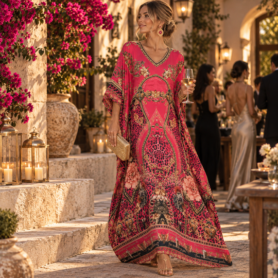 Amazifri Maya Mix Silk Embellished Bling Kaftan.            Sizes Available AU 12-32