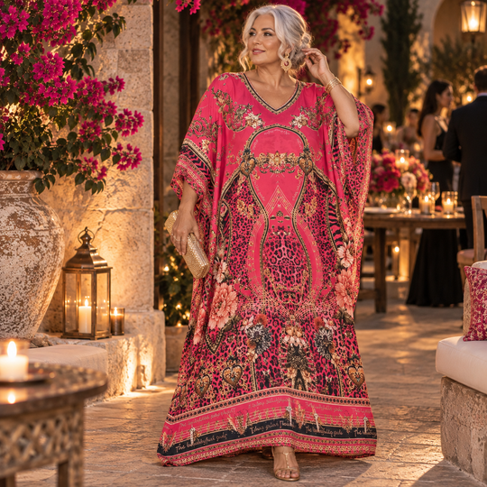 Amazifri Maya Mix Silk Embellished Bling Kaftan.            Sizes Available AU 12-32