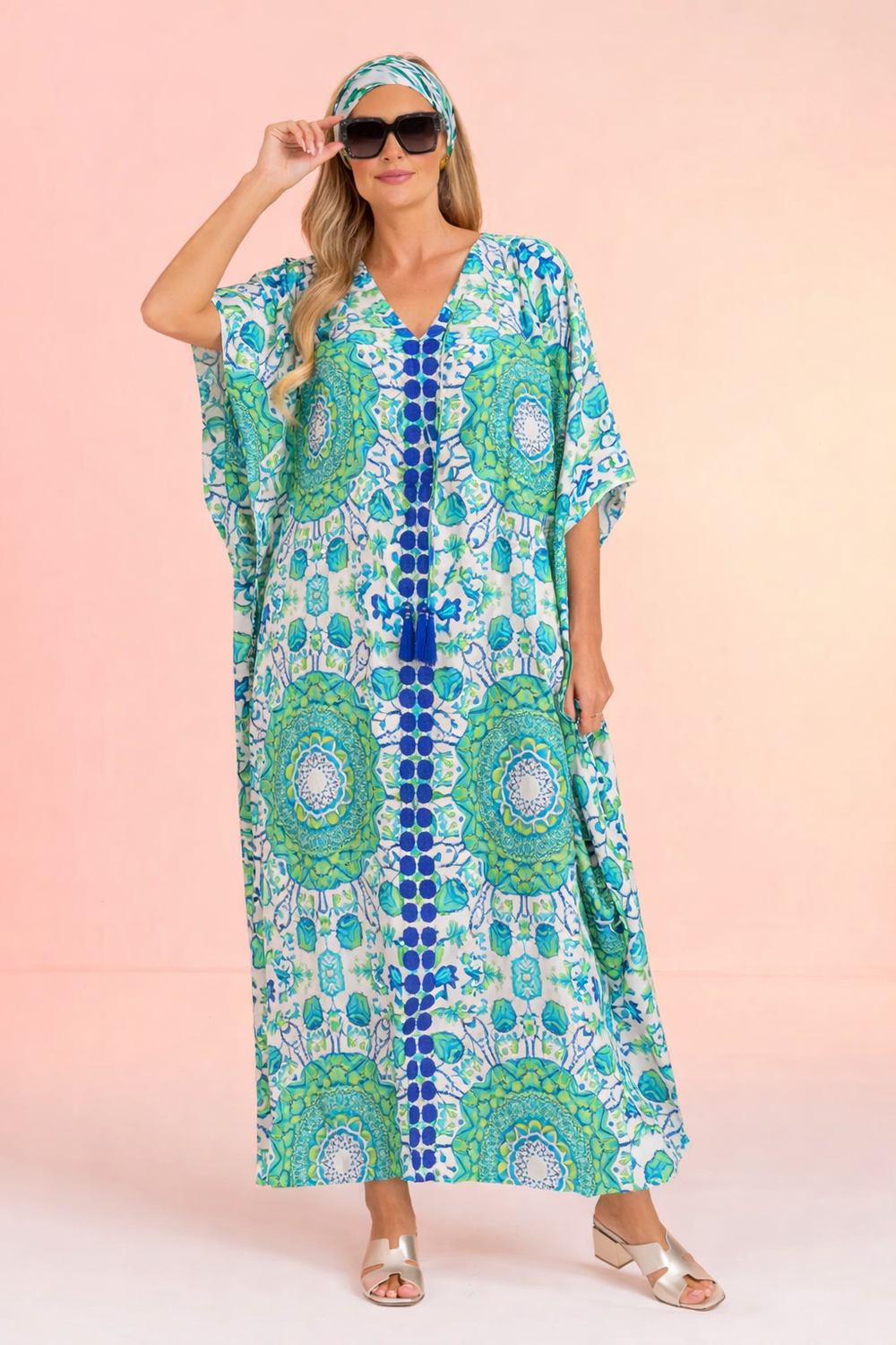 White Rayon Maya Sea Kaftan One Size AU 8-14