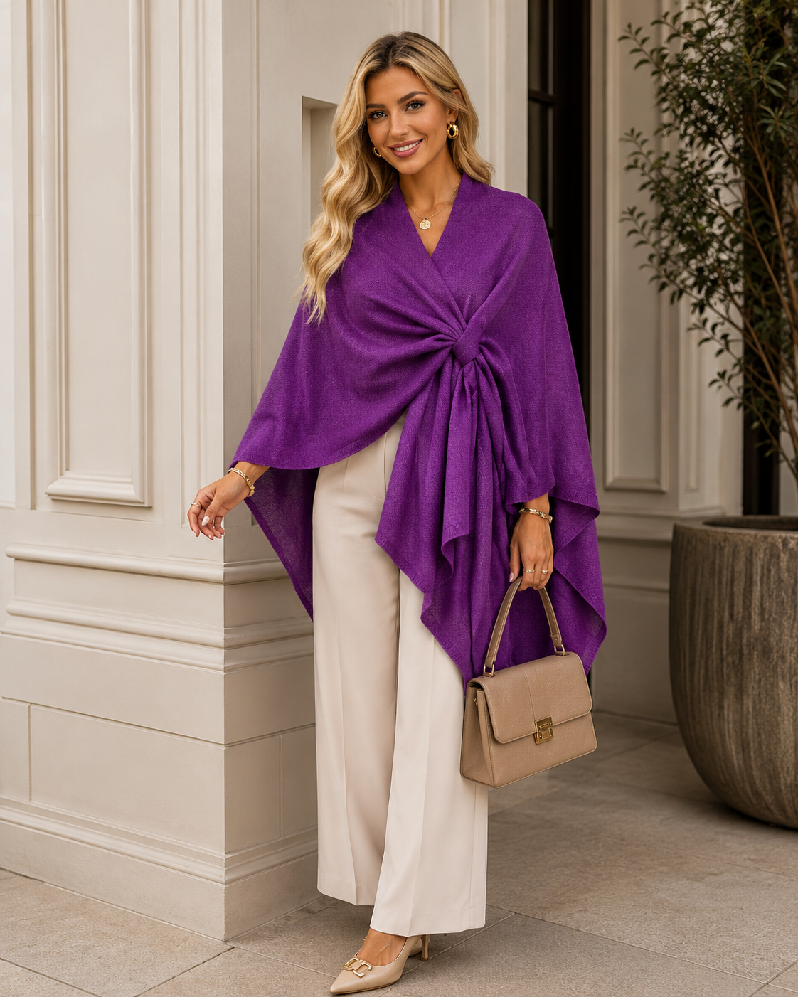 RITZY Front Closure Luxurious Maya Winter Cardigan Poncho Sweater-More colours available