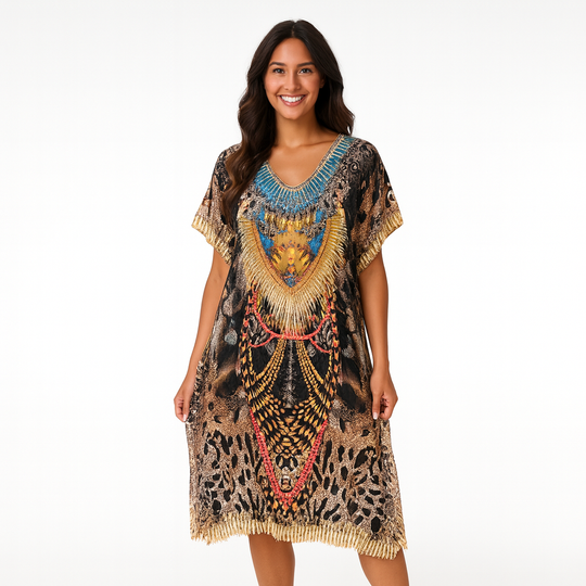 Black Kyra Silk Mix Tunic Top kaftan AU 12-20