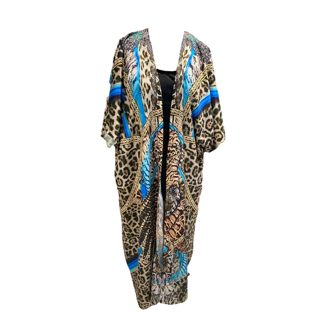 Maya Free Size Silk Mix Embellished Kimono Jacket