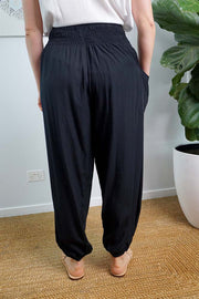 Black Maya Rayon Harem Pants Australia