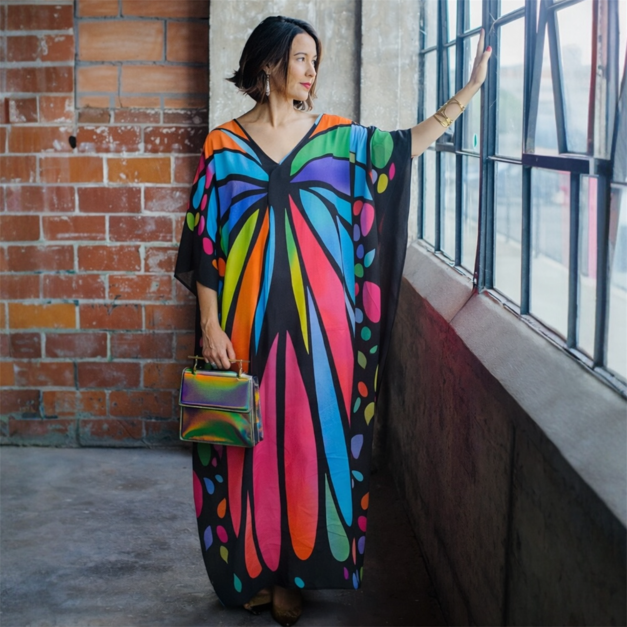 Maya Black Cotton Tropical Boho kaftan - Sizes Available -AU 14-30