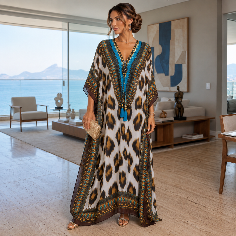 Coco Bella Footprints Brown  Kaftan 12-20