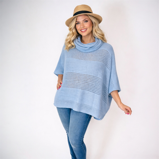 Ice Blue Knitted Maya Top Tunic OFSA 12-22