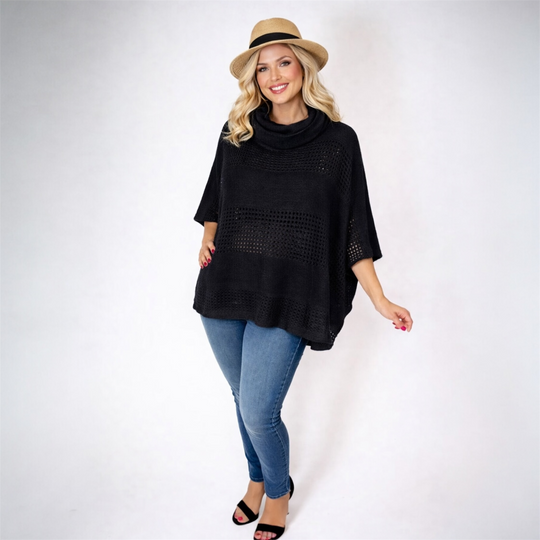 Black Knitted Maya Top Tunic OFSA 12-22