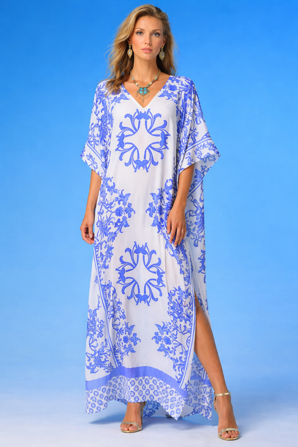 White Maya Boho kaftan - Sizes Available AU 14-30