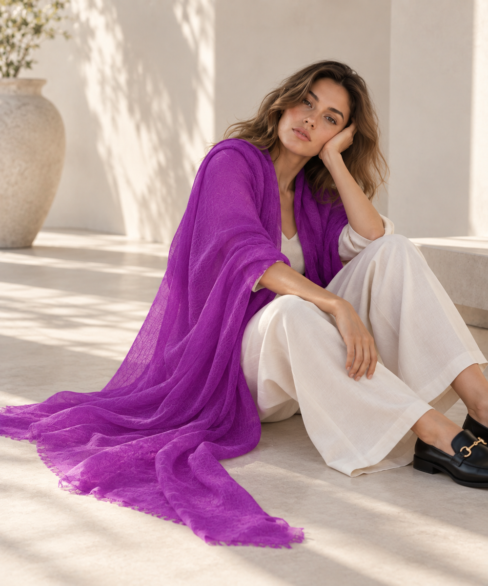 Julian 100% Ultra fine cashmere oversized scarf/ wrap/ shawl-Voilet