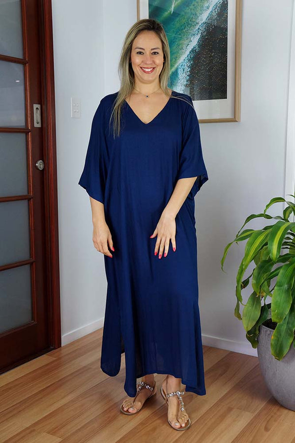 Navy Blue Rayon Maya Kaftan OSFA 14-26