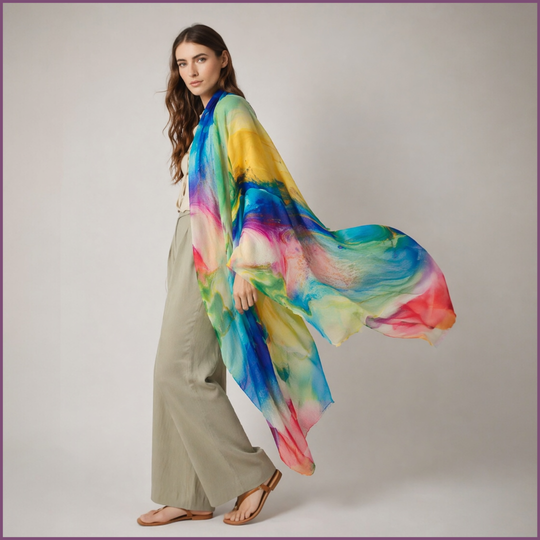 Cashmere Printed Wearable art Julian Ultralight Scarf-More Designs Available