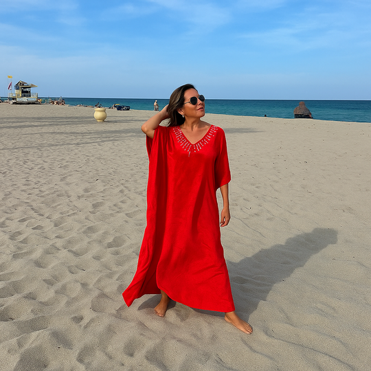 Red Velvet Maya kaftan Resort Wear AU 12-20
