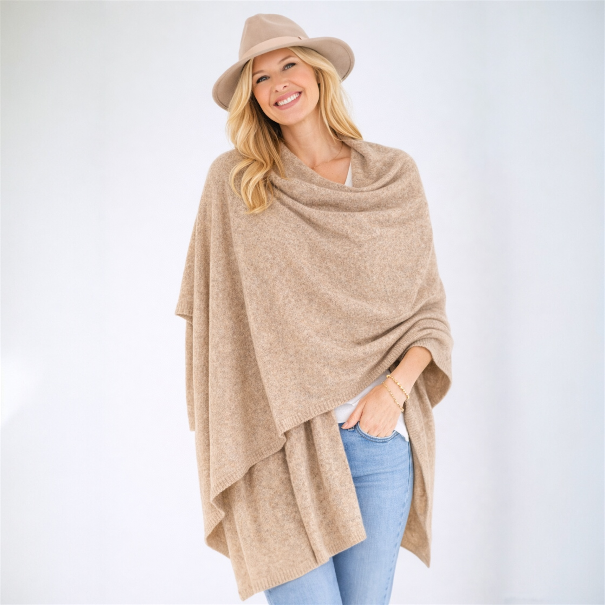 100% Cashmere 2 ply Knitted Julian Oversized Wrap -Unisex -20 Colours available