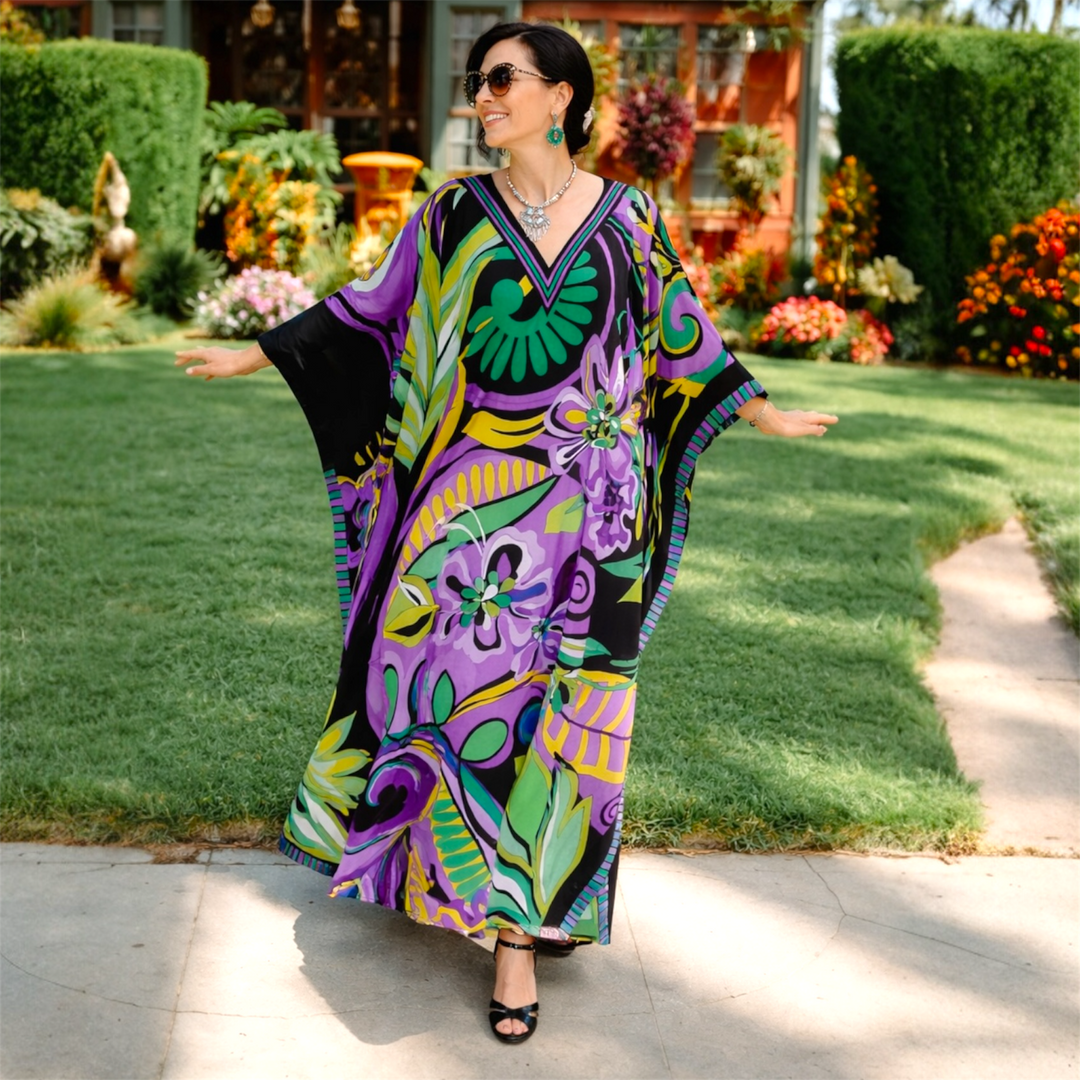 Maya Purple Royals Boho kaftan.Sizes Available AU 14-30