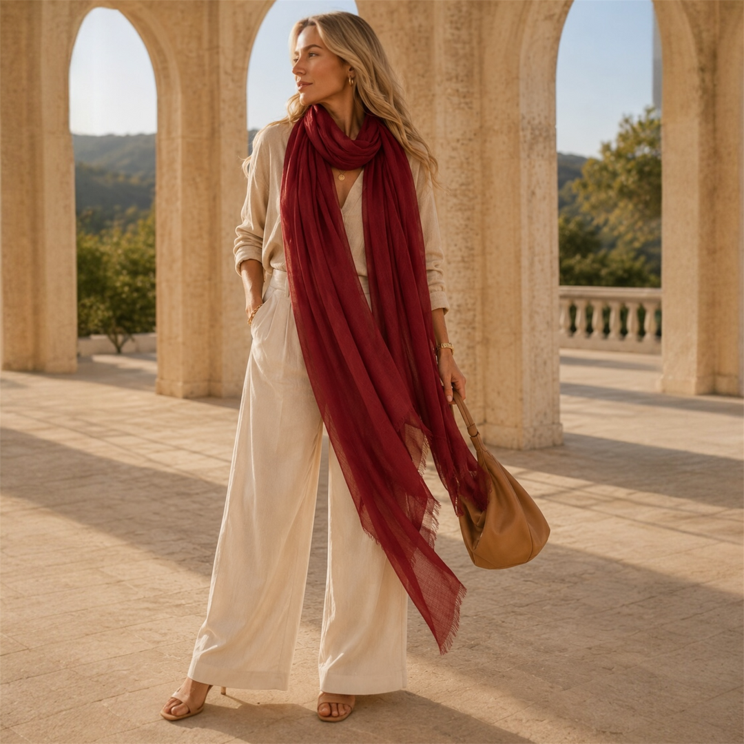 Burgundy Julian Cashmere Ultra fine  oversized scarf/ wrap/ shawl