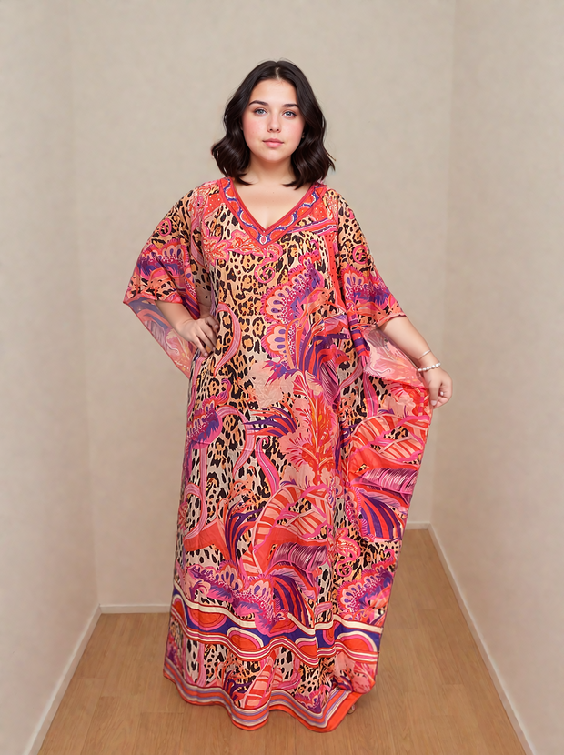 Maya Silk Mix Bling Kaftan.         Sizes Available AU 12-32