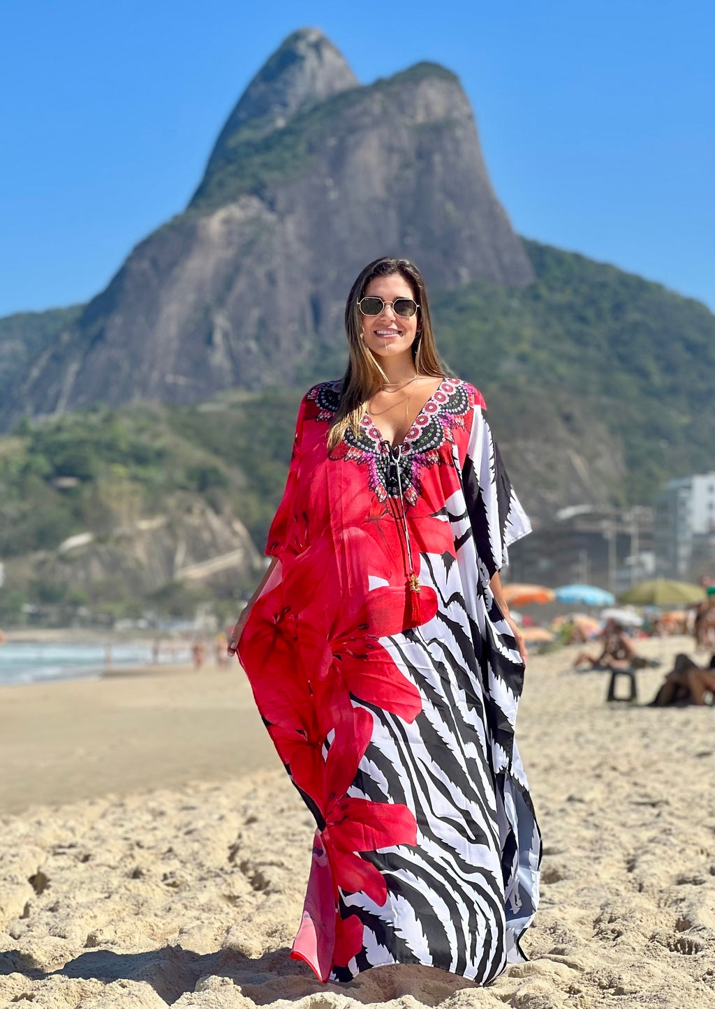 Red Foral Stories Coco Bella Kaftan 12-20