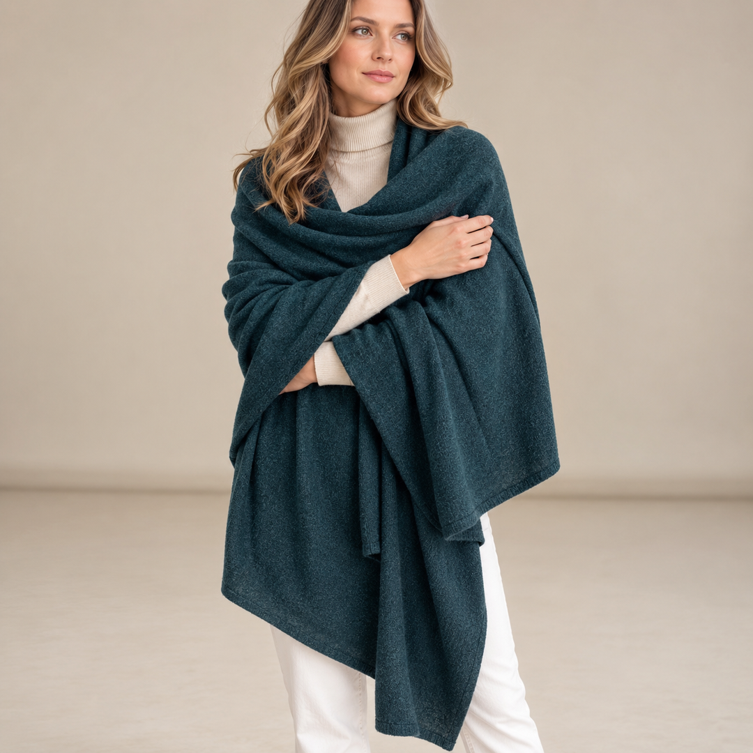 Julian 100% Cashmere Knitted 2 Ply  Extra large Travel Wrap/Shawl