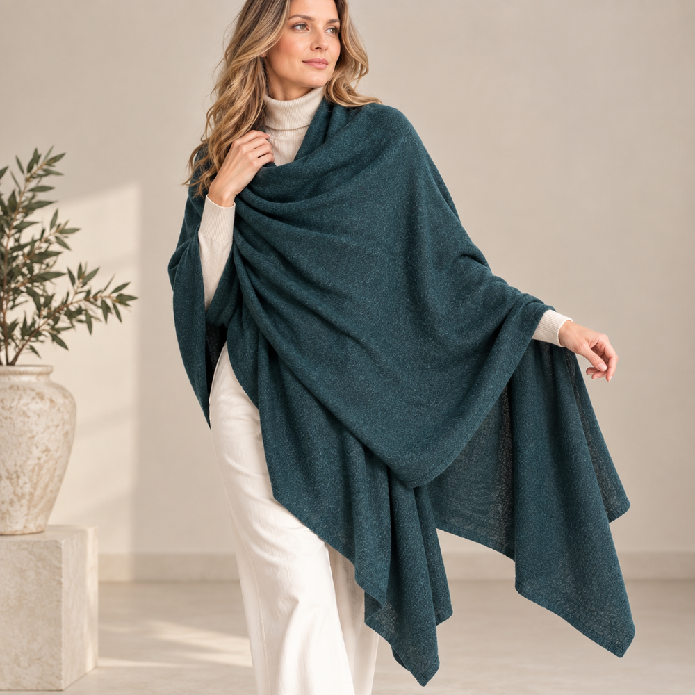 Julian 100% Cashmere Knitted 2 Ply  Extra large Travel Wrap/Shawl