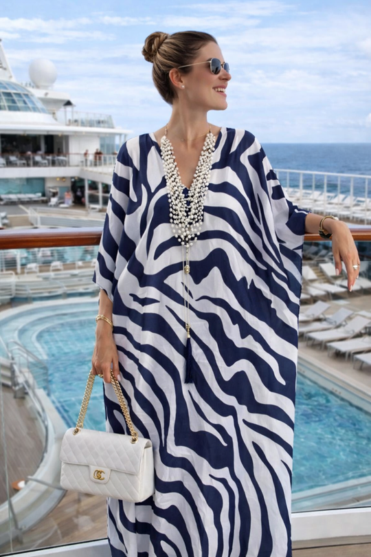 Coco Bella Milano’s White Blue kaftan 12-20