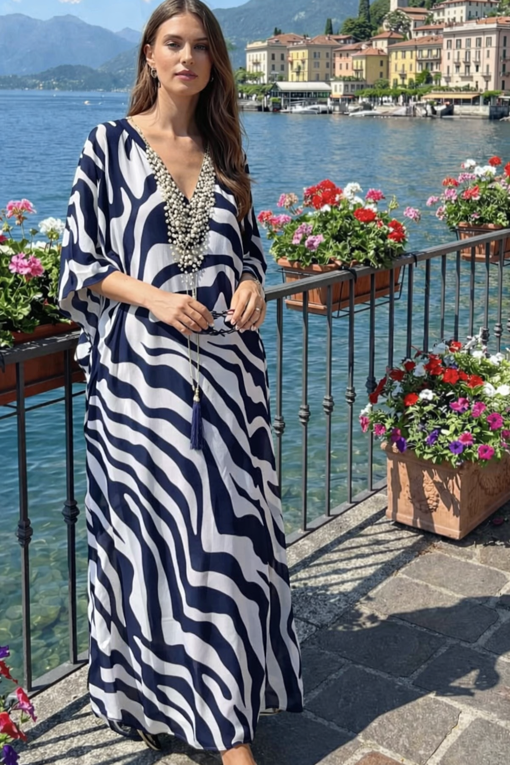 Coco Bella Milano’s White Blue kaftan 12-20