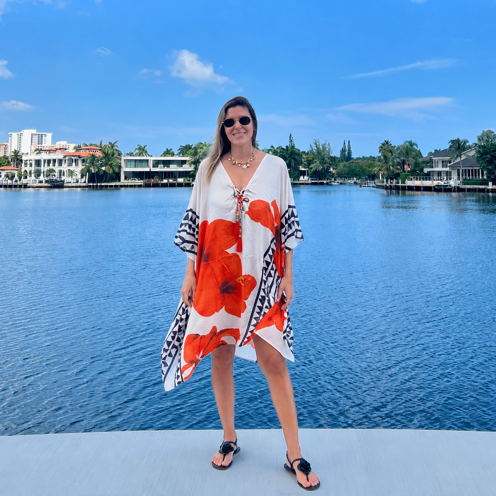 Coco Bella Silk Mix Front Tie Short kaftan  12-20 -More Style Available