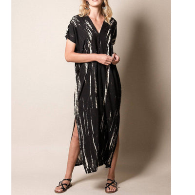 Lillie Shibori MIDI Cotton Kaftan Dress