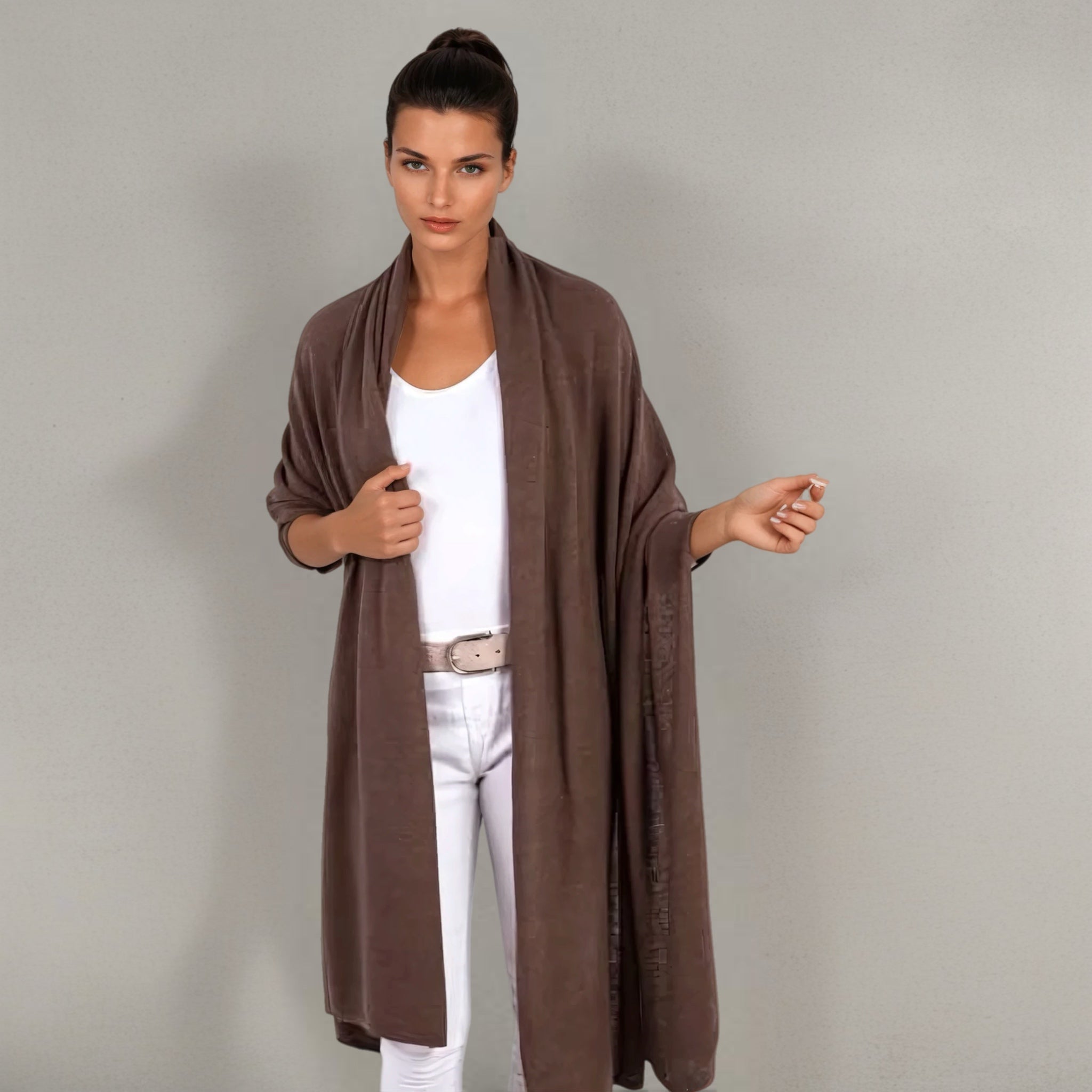 Espresso Brown Julian 100% Cashmere Extra large Travel Wrap