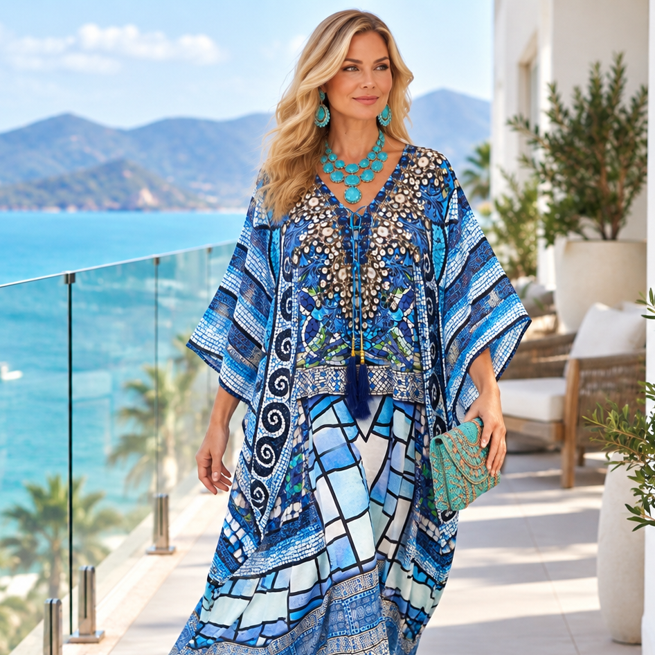 Luxe Noir Blue Coco Bella Kaftan 12-20