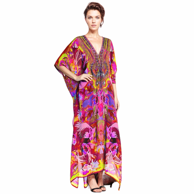 Maya Resort Wear Kaftan-Front tie with embellishments.Sizes Available AU 12-30