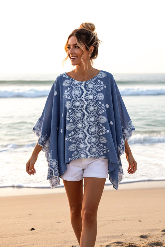 Embroidered Maya Top Tunic Kaftan O/S 14-22