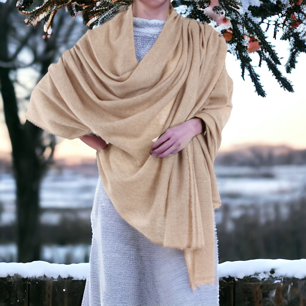 Tan -Julian handwoven pure cashmere scarf
