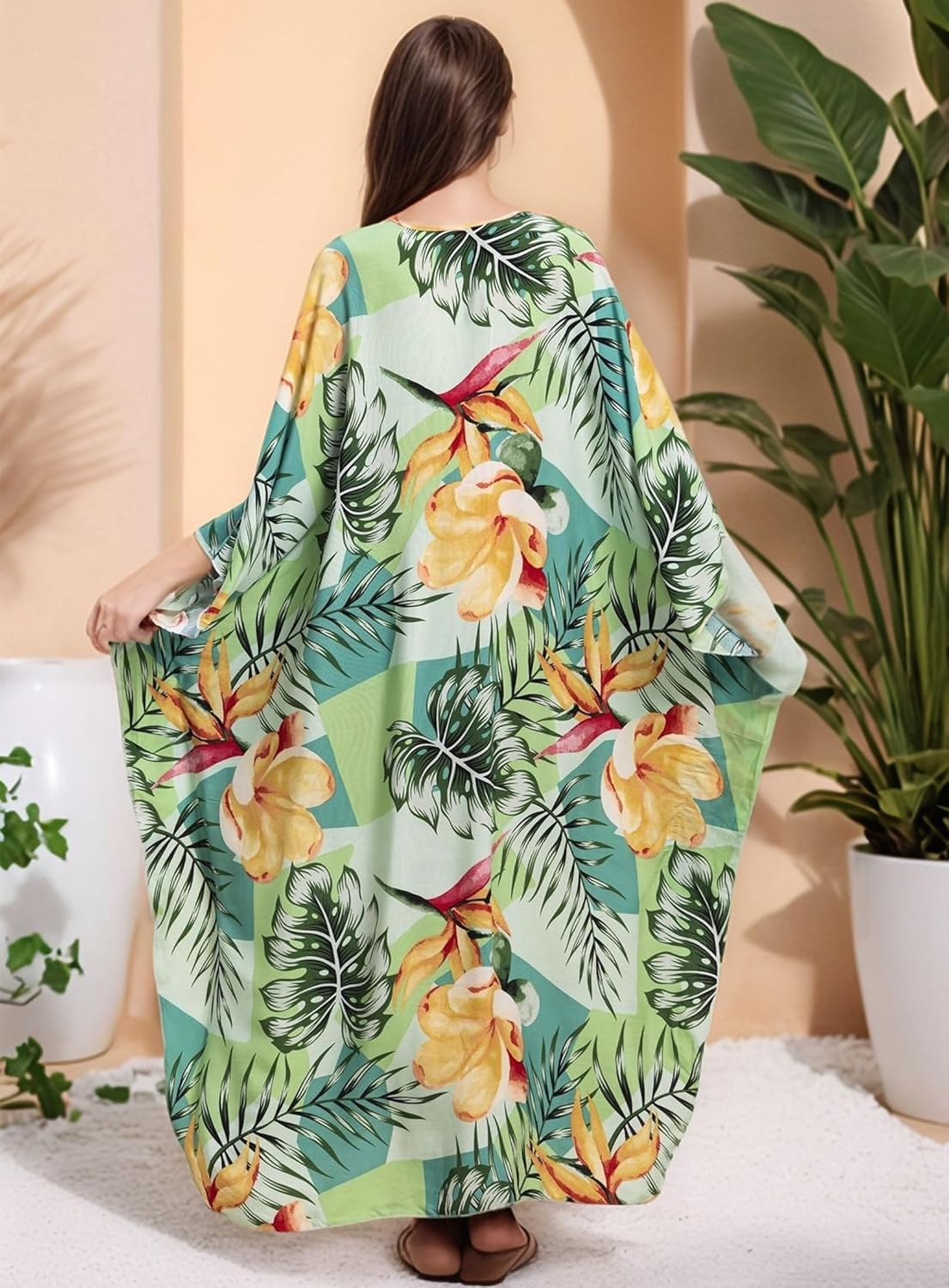 Tropical Resort Cotton Bamboo Kaftan-O/S AU 10-20