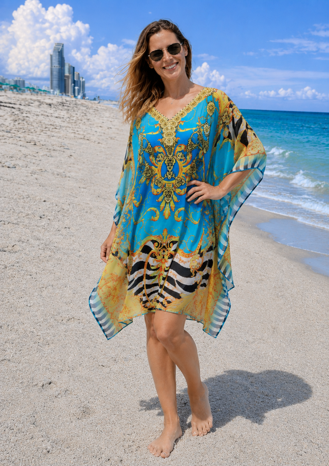 Kyra Bling Short Kaftan one size fits AU 12-20