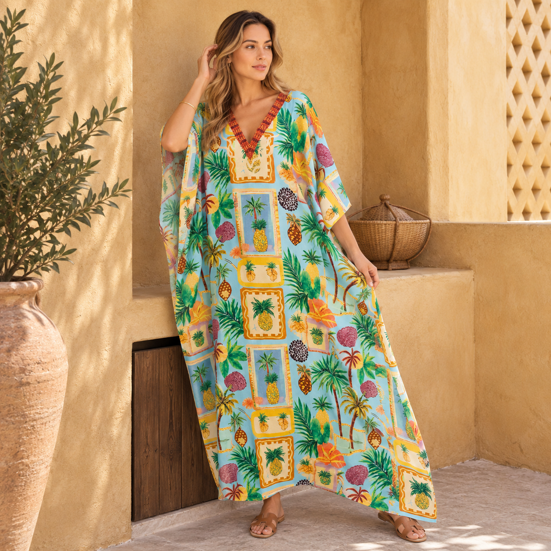 Maya Azure Tropical kaftan - Sizes Available AU 14-32-