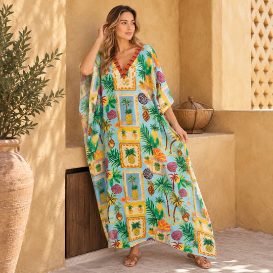 Maya Azure Tropical kaftan - Sizes Available AU 14-32-