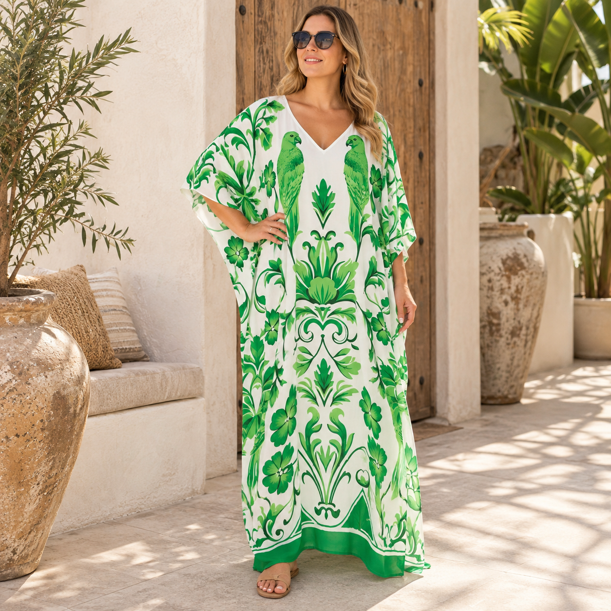 Maya Palmera Rayon Tropical kaftan - Sizes Available AU 14-32-Paradise Breeze