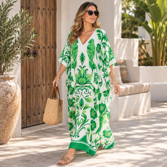 Maya Palmera Rayon Tropical kaftan - Sizes Available AU 14-32-Paradise Breeze