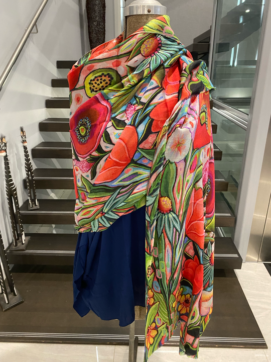 Cashmere Ultra fine Julian Scarf Flrorisea Garden