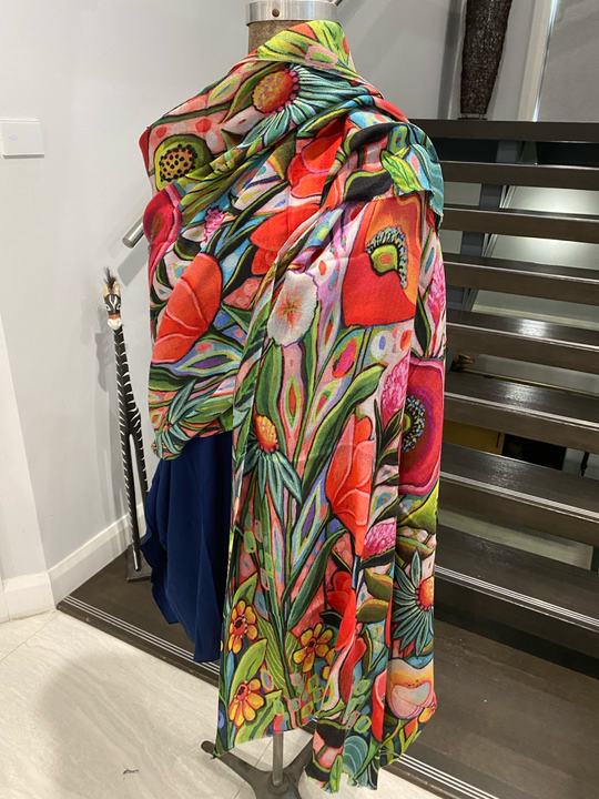 Cashmere Ultra fine Julian Scarf Flrorisea Garden