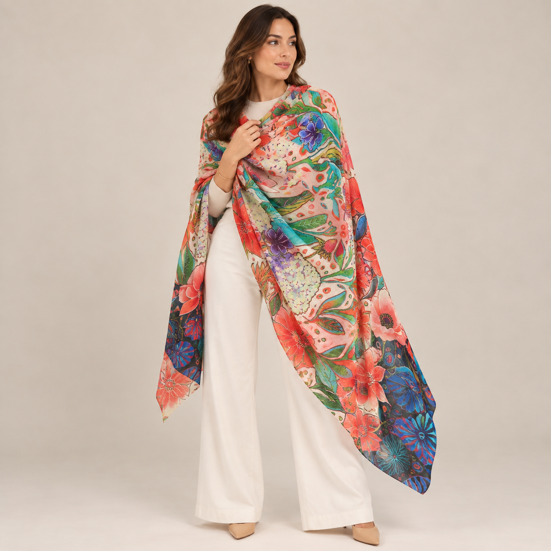 Mklane Cashmere Ultra fine Julian Scarf /Wrap-Artisans Canvas
