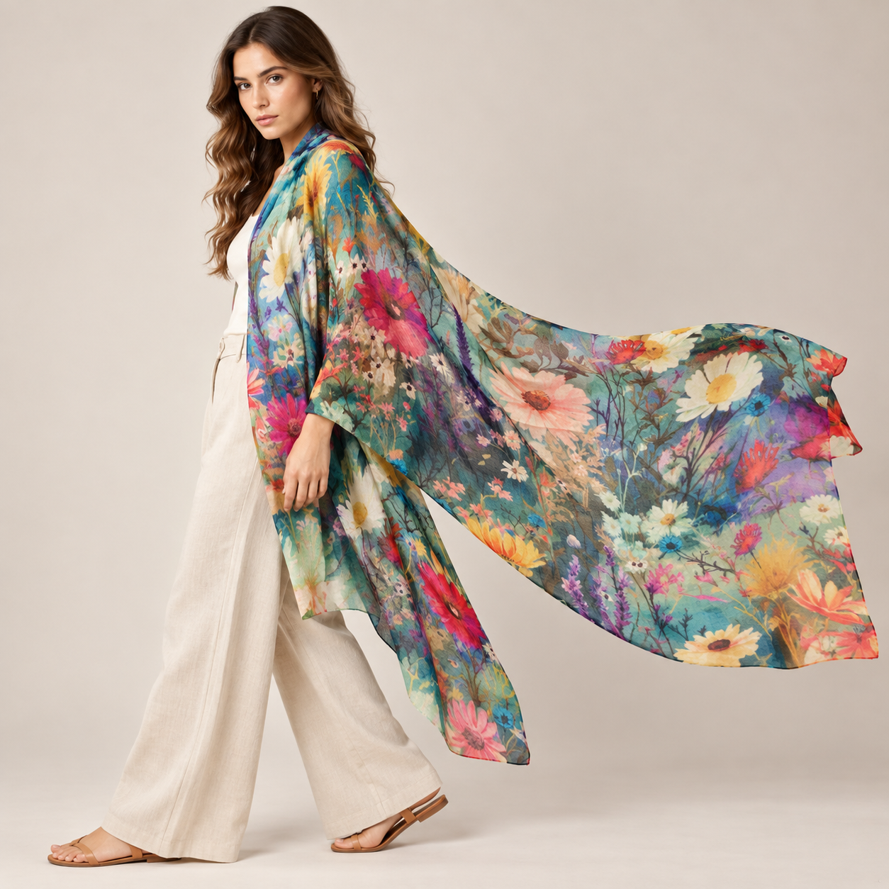 Cashmere Printed Wearable art Julian Ultralight Scarf-More Designs Available
