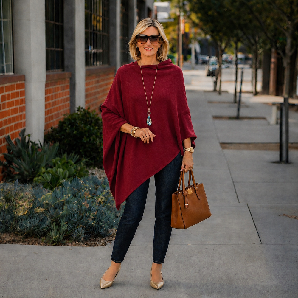 Julian Maya 100% Cashmere Oversized Poncho-10 colours available
