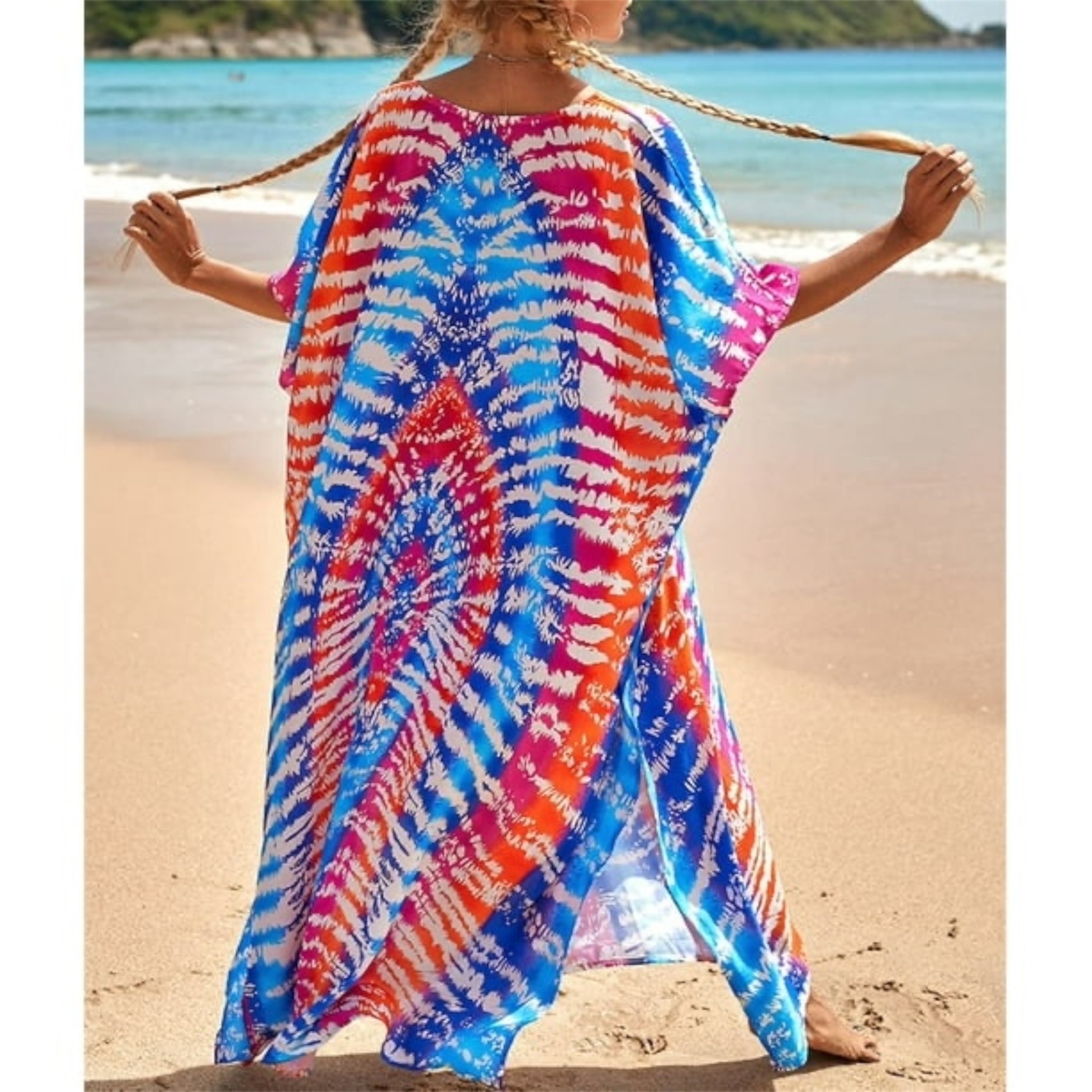 Mia Tropical cotton bamboo kaftan O/S AU 10-20 - Mklane