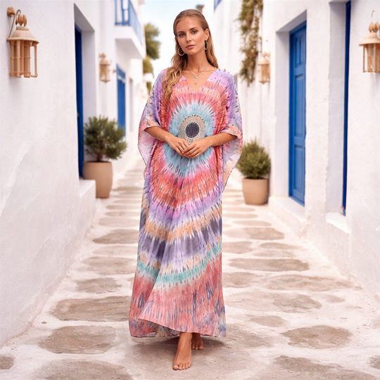 Mia Tropical cotton bamboo kaftan O/S AU 10-20 - Mklane