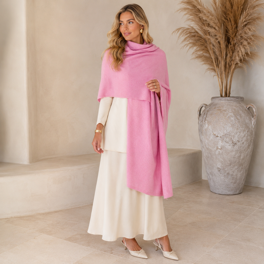 Pink Hot Julian 100% Cashmere 2 Ply Extra large Travel Wrap